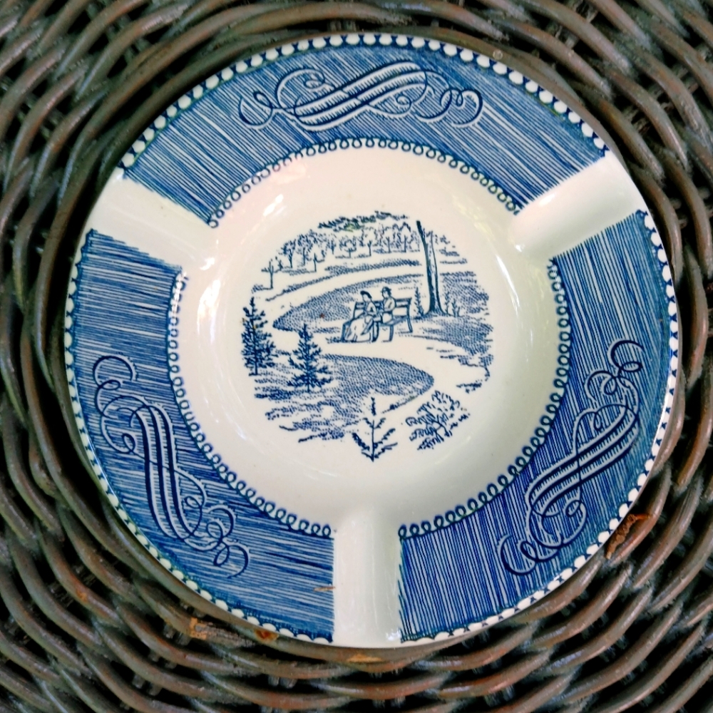Currier & Ives Royal China Ironstone Blue 5.5" ashtray